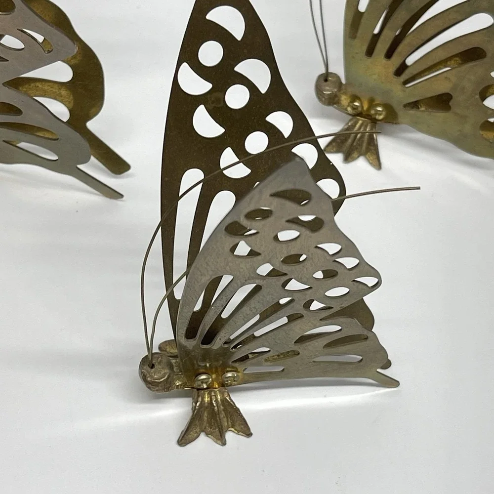 Vintage MCM Brass Butterflies‎ Set of 3 Free Standing or Hanging Wall Decor